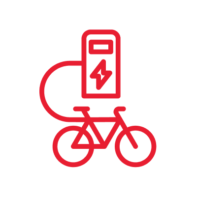 Mask group (68) Electric bike charging station icon in red.